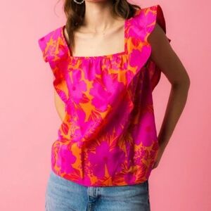 NWT Olivaceous Floral Pink and Orange Women's Top